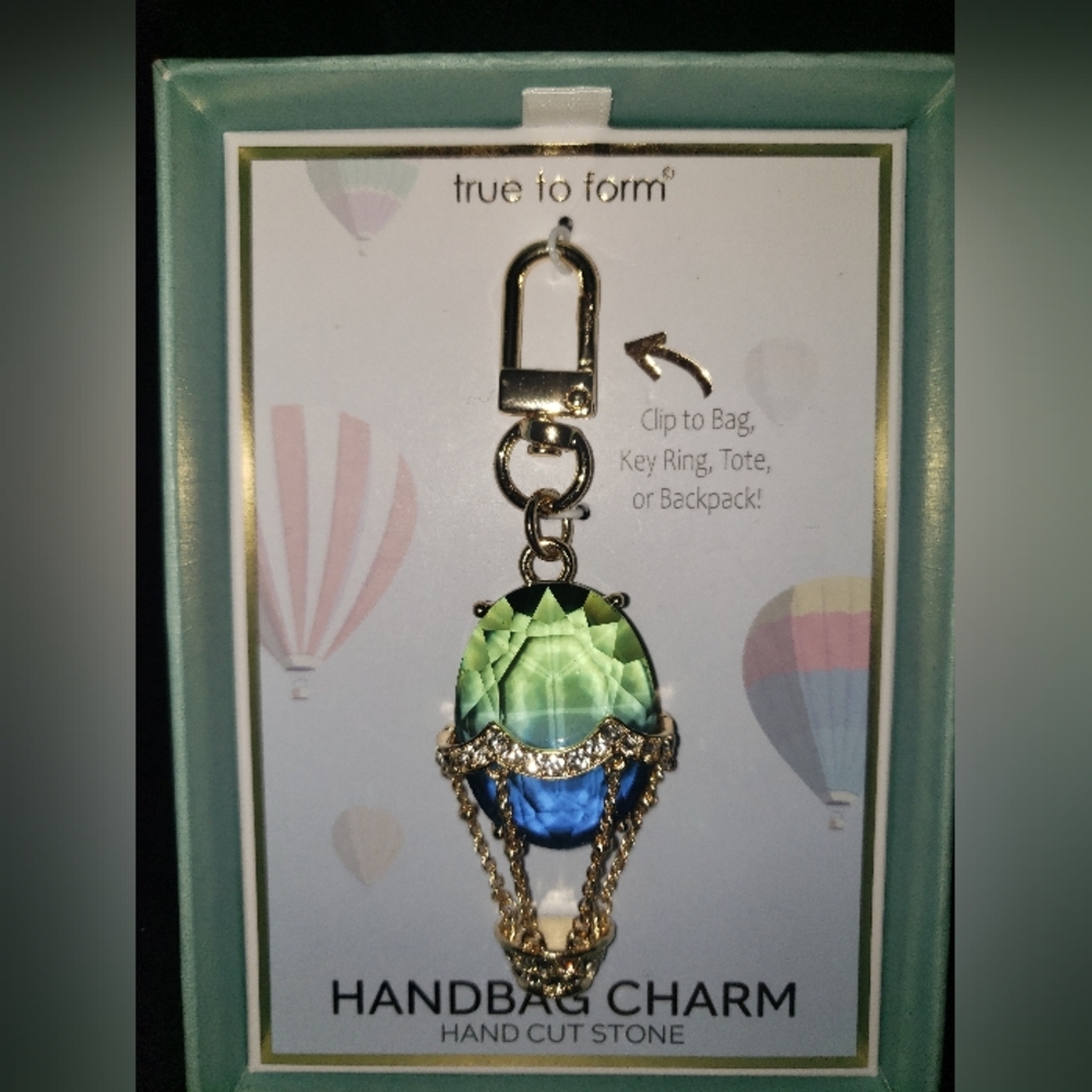 True to Form Handbag AIR BALOON BAG Charm with Green and Blue Stone NIB
